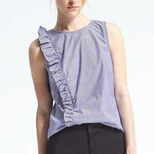 Banana Republic Striped Side Ruffle Sleeveless Blouse
